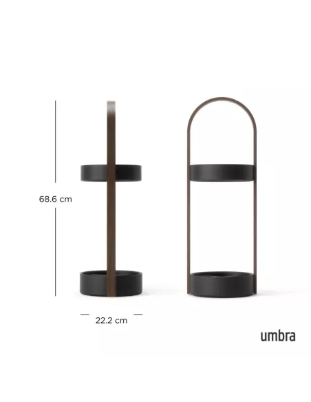 Porte Parapluie en Bois - Noir et Noyer