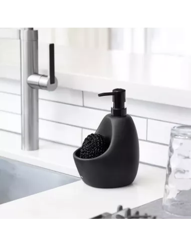 Distributeur de savon et porte éponge - "Joey" - Noir