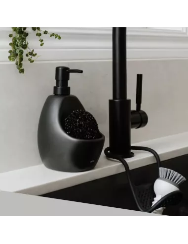 Distributeur de savon et porte éponge - "Joey" - Noir