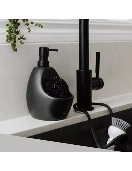 Distributeur de savon et porte éponge - "Joey" - Noir