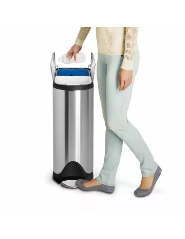 Poubelle Tri Papillon à pédale - 40L - Inox Brossé