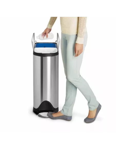 Poubelle Tri Papillon à pédale - 40L - Inox Brossé