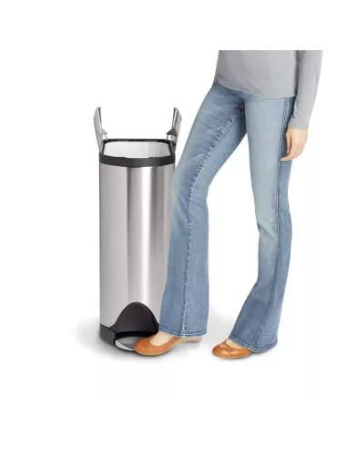 Poubelle Papillon à pédale - 45L - Inox Brossé