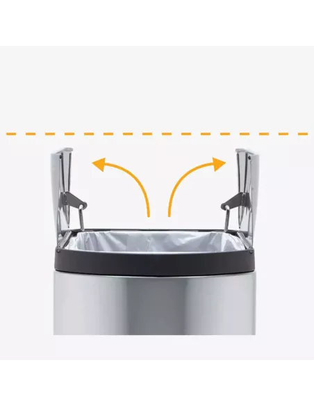 Poubelle Papillon à pédale - 45L - Inox Brossé
