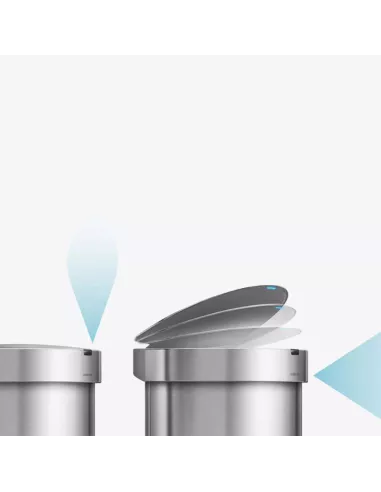 Poubelle demi-lune à capteur de mouvement - 45L - Inox Brossé