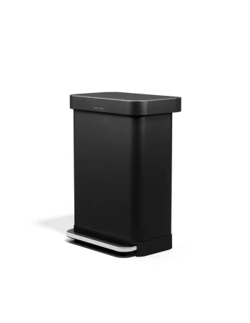Poubelle Cuisine Design à pédale -  55L- Noir mat