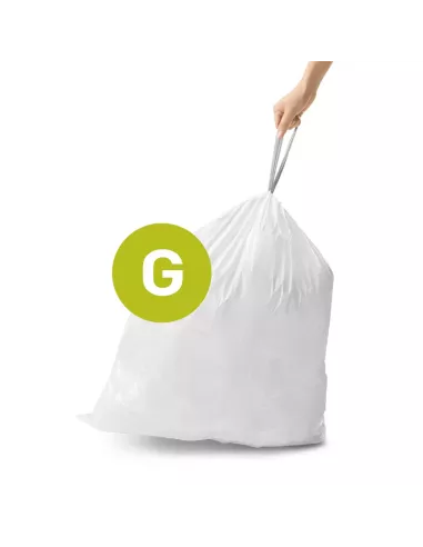 Sac poubelle code G - 30L - Lot de 20 - Blanc