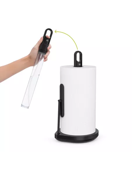 Porte essuie-tout avec spray intégré - Acier noir mat