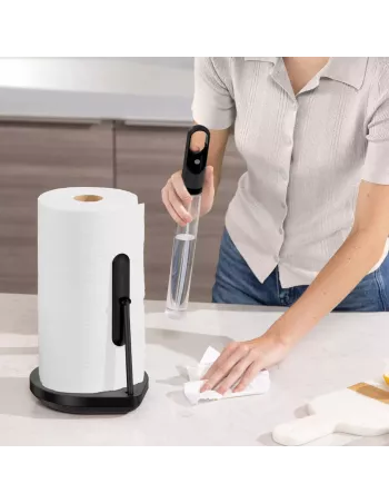 Porte essuie-tout avec spray intégré - Acier noir mat 2