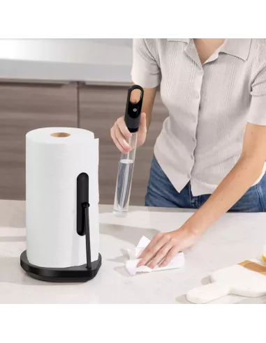 Porte essuie-tout avec spray intégré - Acier noir mat