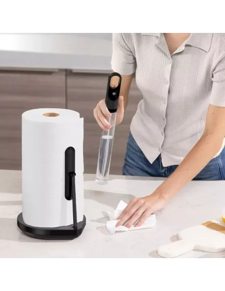 Porte essuie-tout avec spray intégré - Acier noir mat