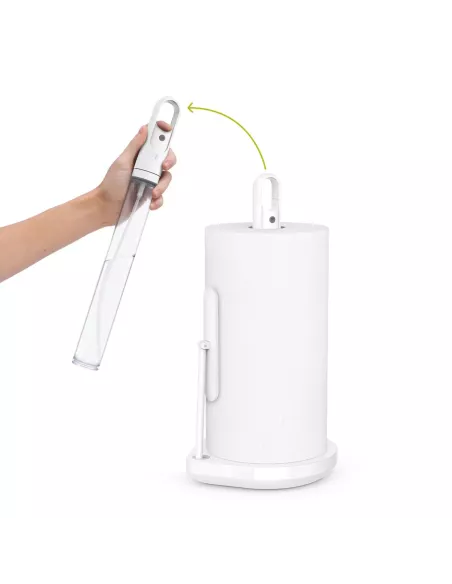 Porte essuie-tout avec spray intégré - Acier blanc