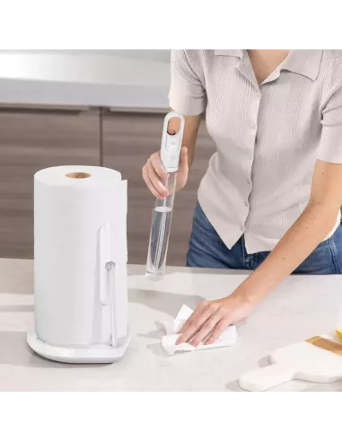 Porte essuie-tout avec spray intégré - Acier blanc