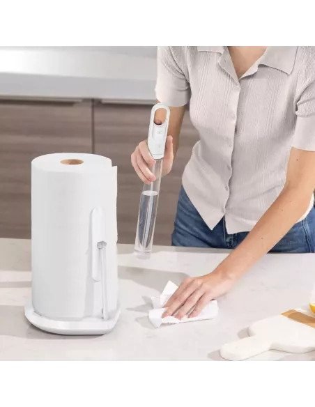Porte essuie-tout avec spray intégré - Acier blanc