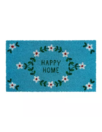 Paillasson "Happy Home" Couronne de fleurs - 40x70 cm