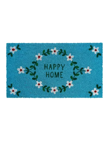 Paillasson "Happy Home" Couronne de fleurs - 40x70 cm