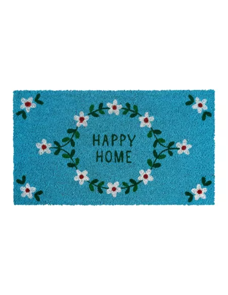 Paillasson "Happy Home" Couronne de fleurs - 40x70 cm
