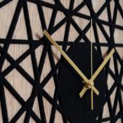 Horloge Murale Design Bois Polygon Noir