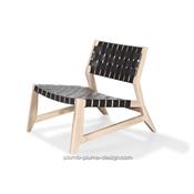 Fauteuil Lounge Design Odhin - Cuir + Chne ou Noyer