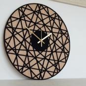Horloge Murale Design Bois Polygon Noir