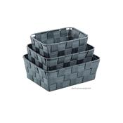 Panier Salle de Bain Alvaro Gris - Lot de 3