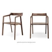 Fauteuil Design Noyer Massif Kundera - Cuir en option