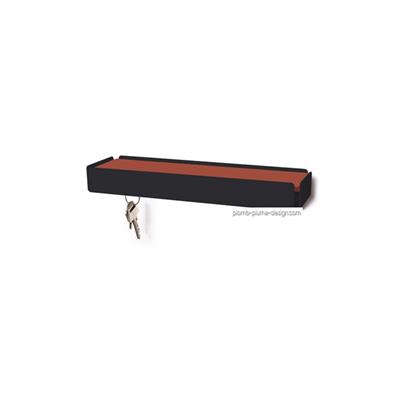 Vide Poche Mural Design Key-Box Noir Cuir Cuivre